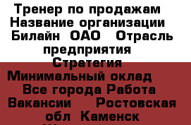 Тренер по продажам › Название организации ­ Билайн, ОАО › Отрасль предприятия ­ Стратегия › Минимальный оклад ­ 1 - Все города Работа » Вакансии   . Ростовская обл.,Каменск-Шахтинский г.